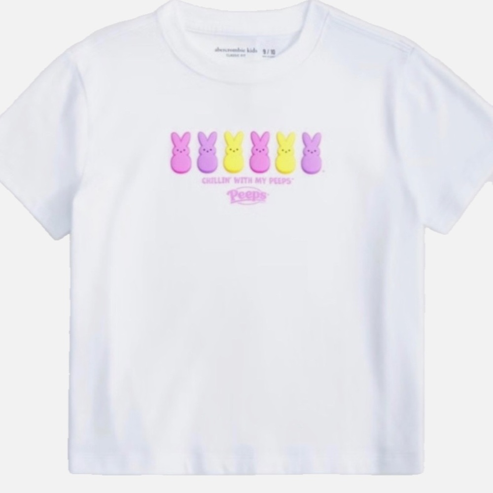 NWT Abercrombie Kids Easter CHILLIN’ WITH MY PEEPS Graphic Tee Size 7/8